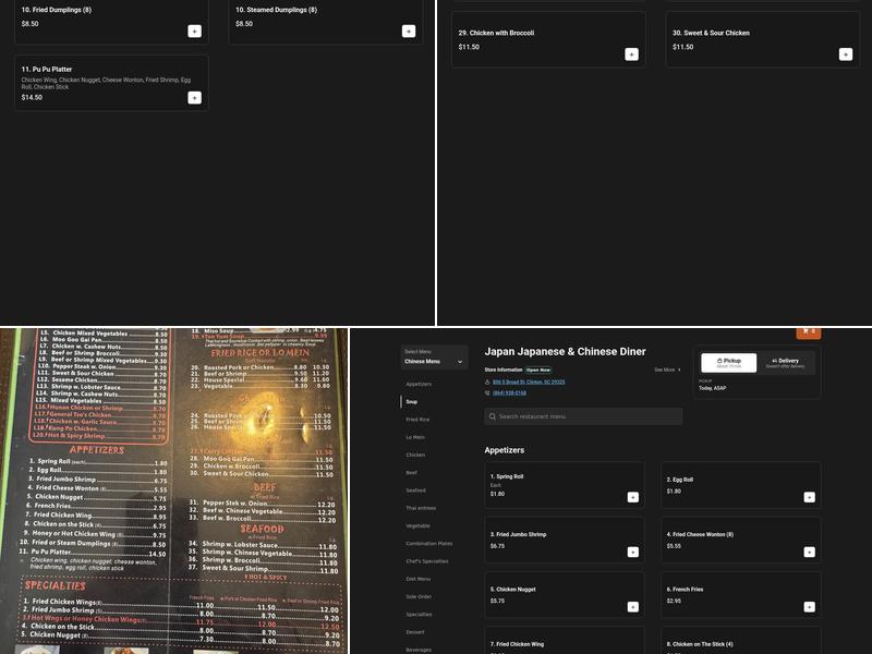 Japan Diner Menu
