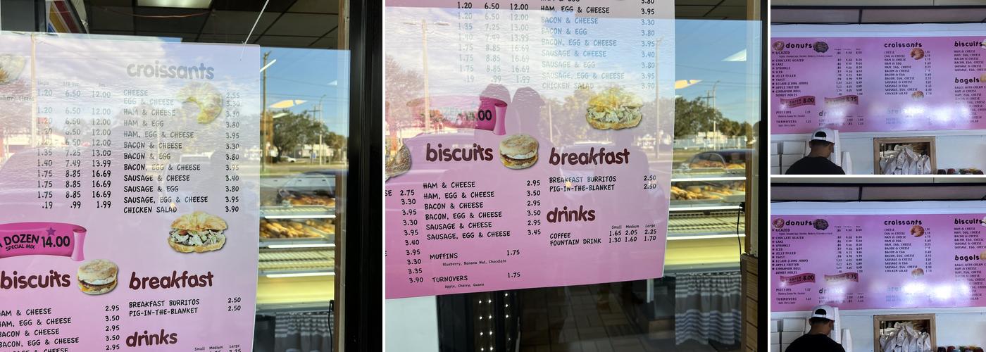 Hole in One Donuts Menu