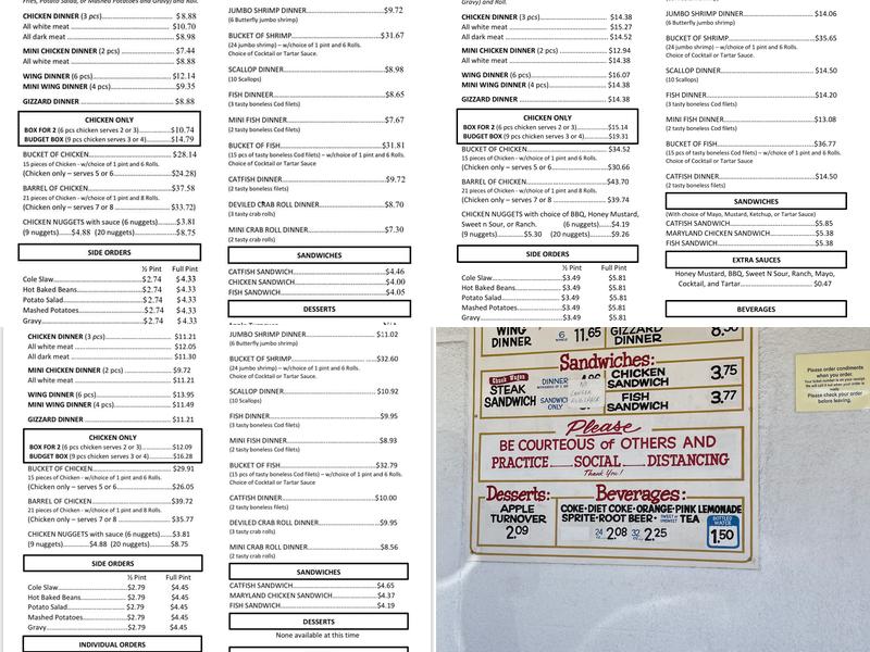 Maryland Fried Chicken Menu