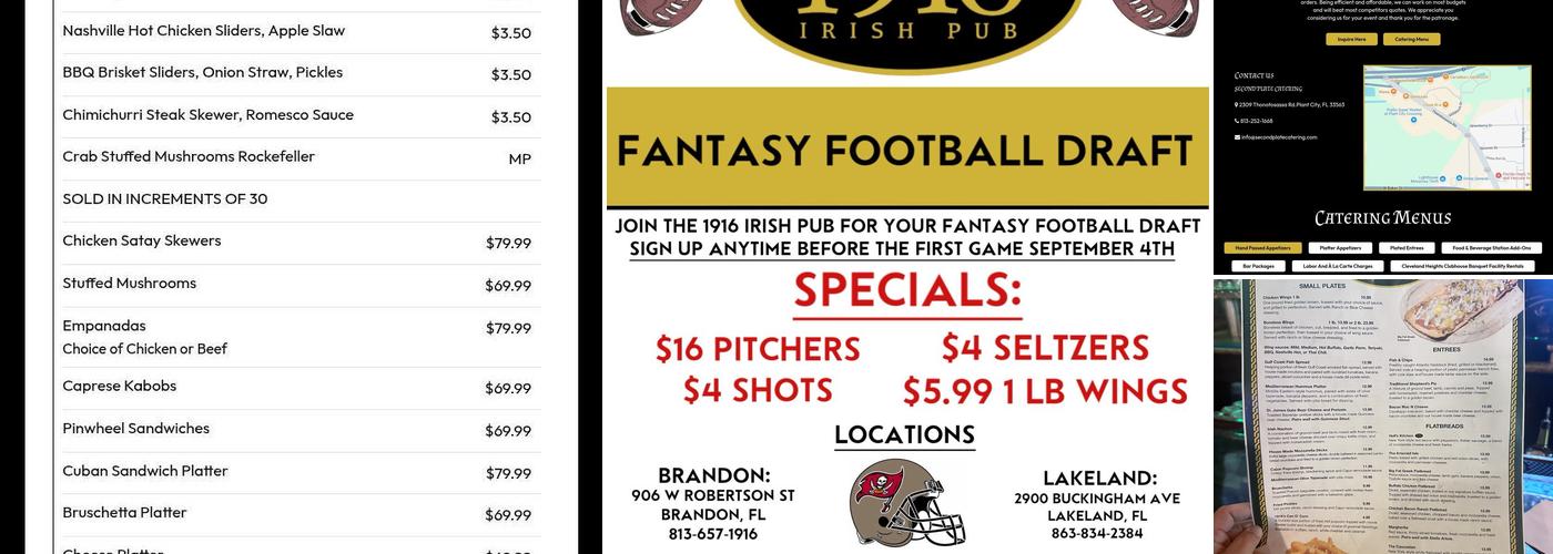 1916 Irish Pub Menu