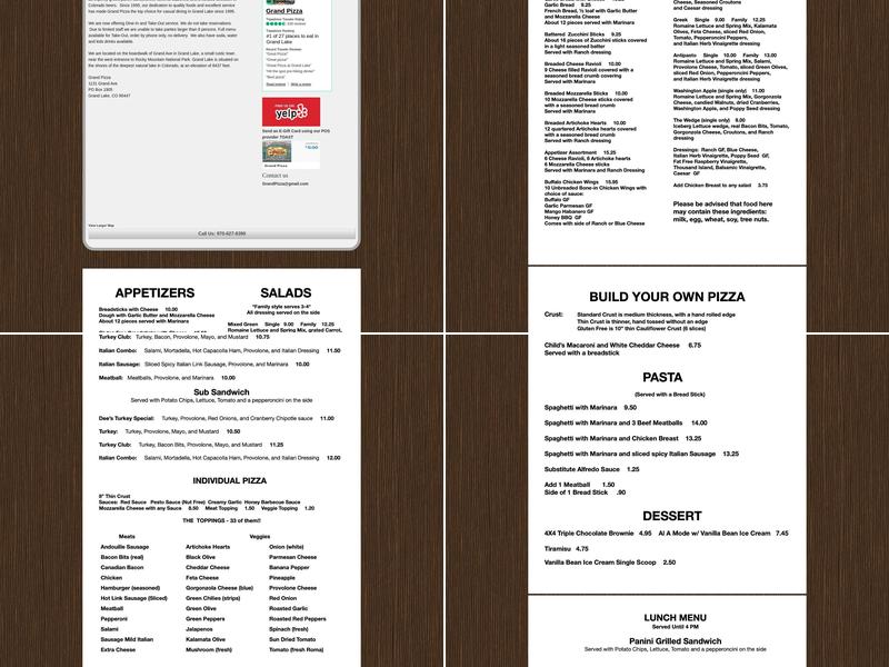 Grand Pizza Menu