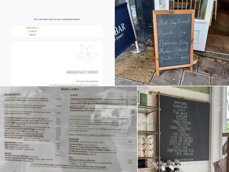 The Clementine Cafe Menu