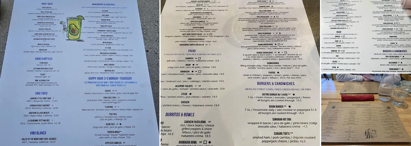 Ed's Cantina & Grill Menu