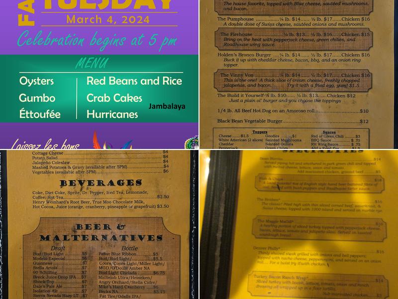 Roadhouse Bar and Grill Menu