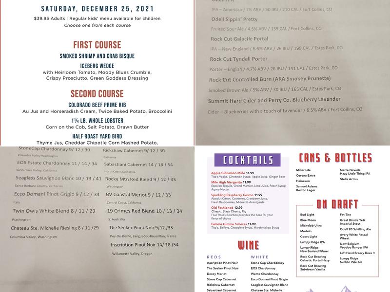 Latitude 105 Alehouse Menu