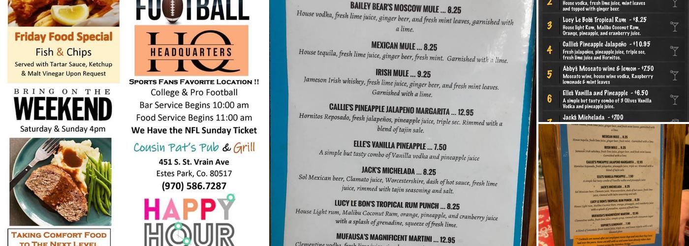 Cousin Pat's Pub & Grill Menu