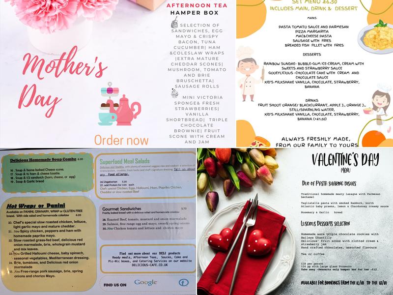 Delicious cafe, Bistro & Fine Food Menu