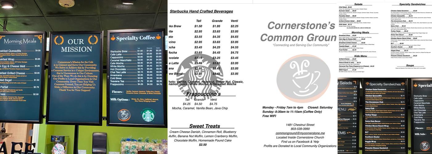 Cornerstone Cafe Menu