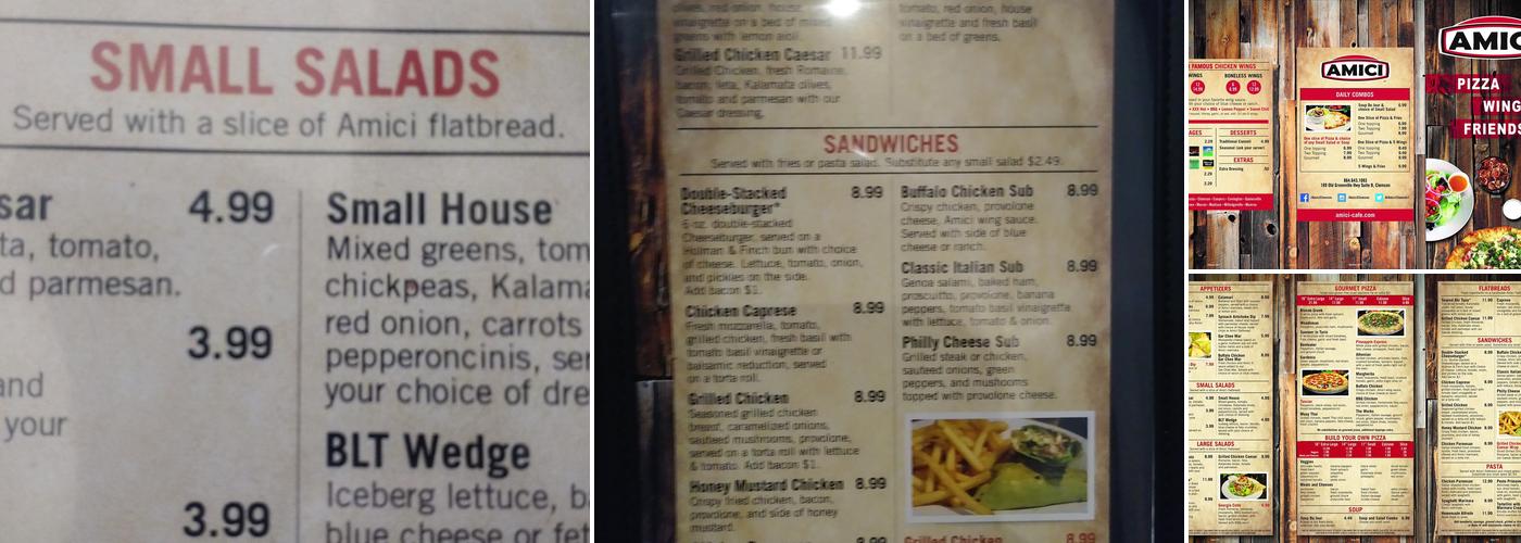 Amici Clemson Menu