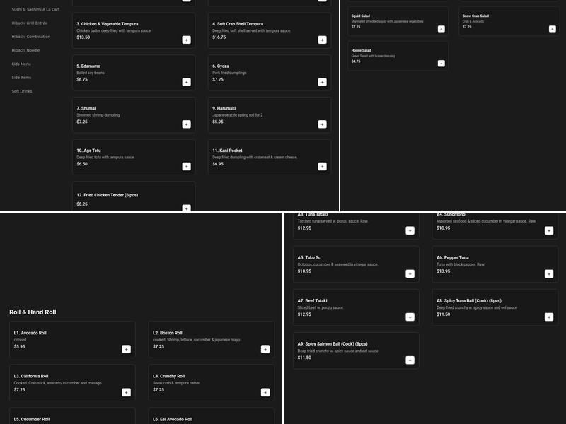 Osaka Japanese Steakhouse Menu