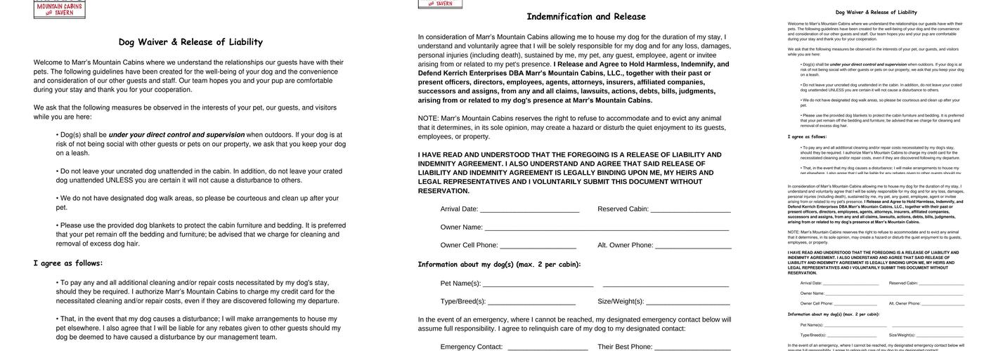 The Tavern at Red Feather Lakes Menu