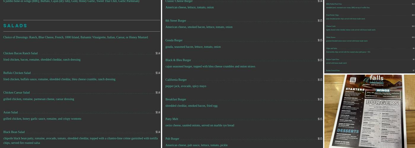 Falls Landing Restaurant Menu