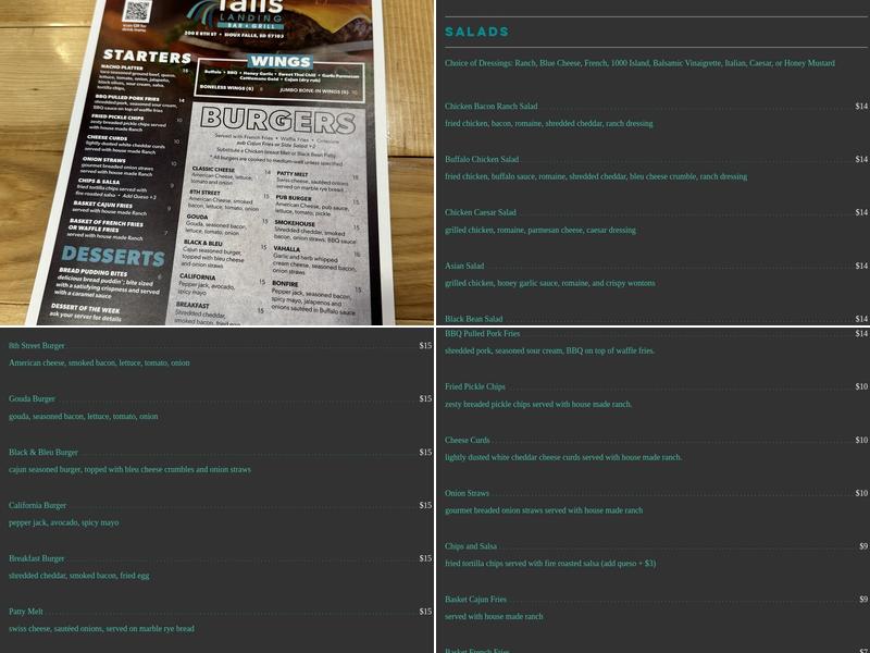 Falls Landing Restaurant Menu