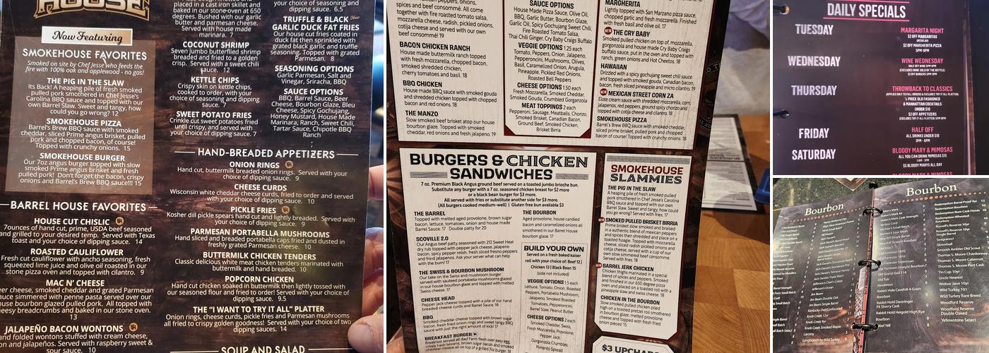 The Barrel House Menu