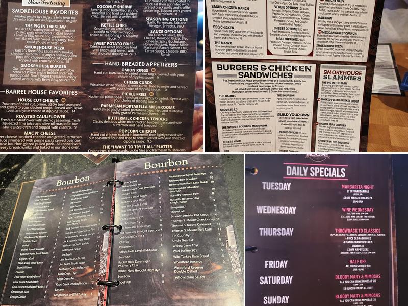 The Barrel House Menu