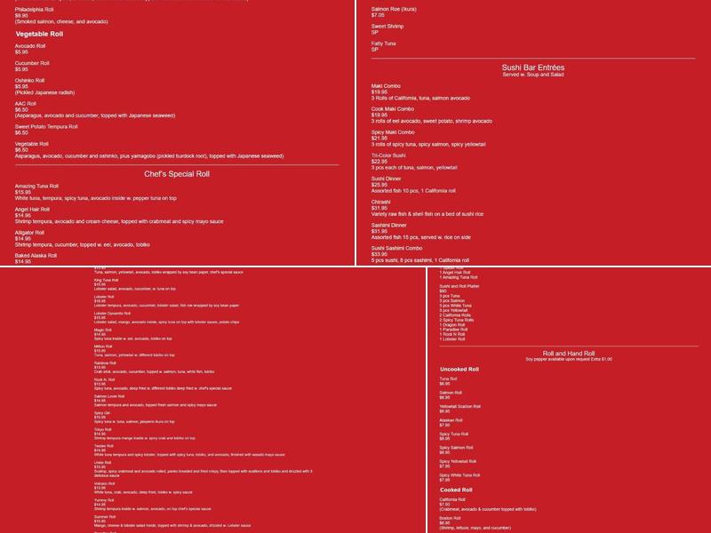 Tokyo Sushi & Hibachi Menu