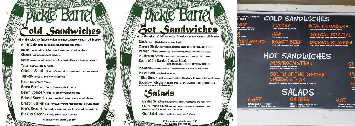 Pickle Barrel Menu