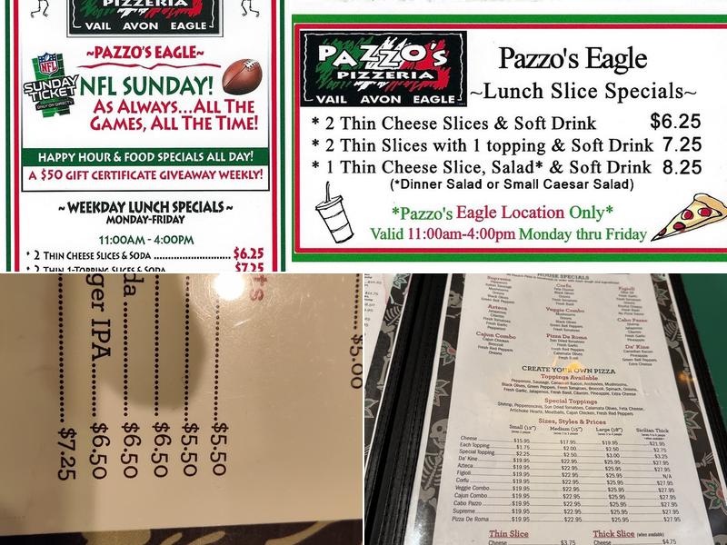 Pazzo's Pizzeria Menu