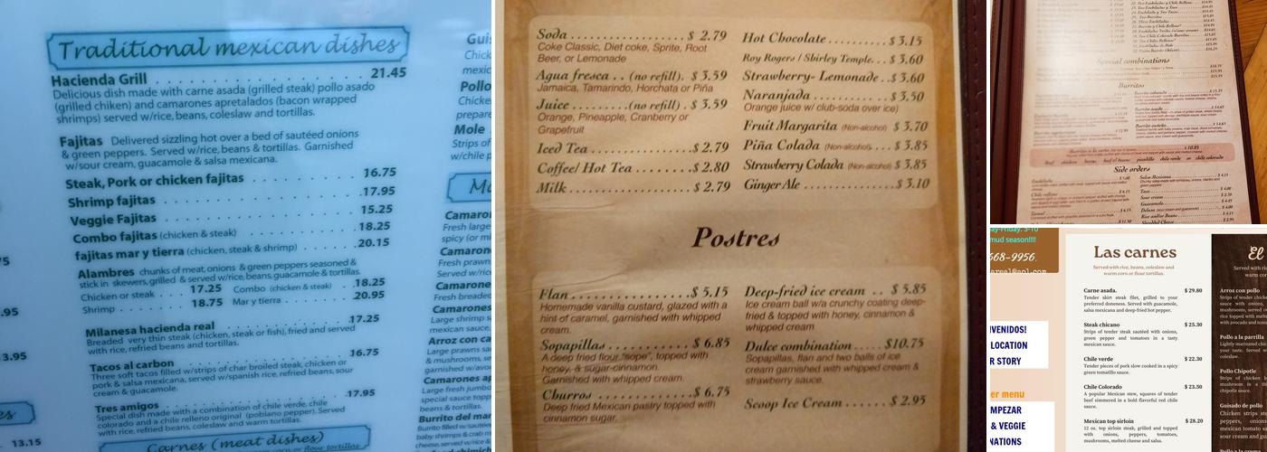 Hacienda Real Menu