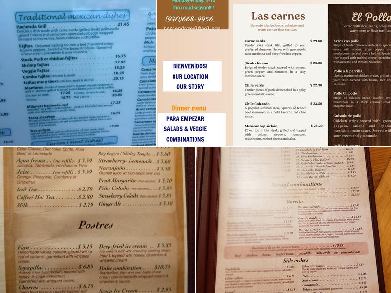 Hacienda Real Menu