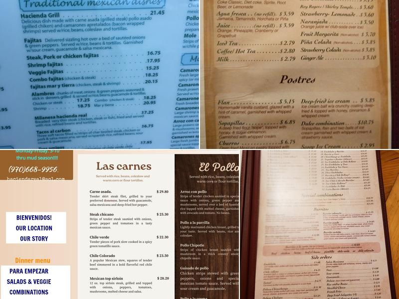 Hacienda Real Menu