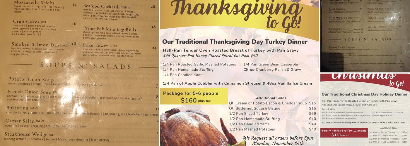 Salt Creek Steakhouse Menu