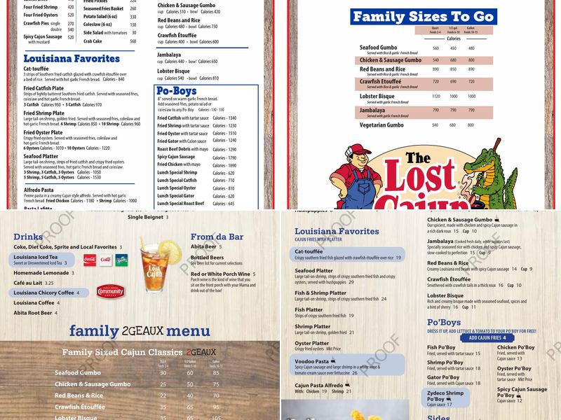 The Lost Cajun Menu