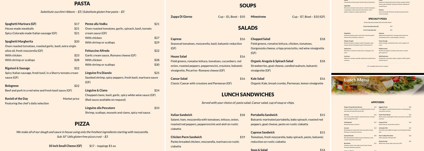 Sauce on the Blue Menu