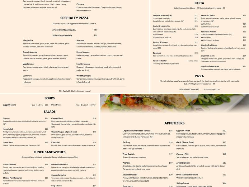 Sauce on the Blue Menu