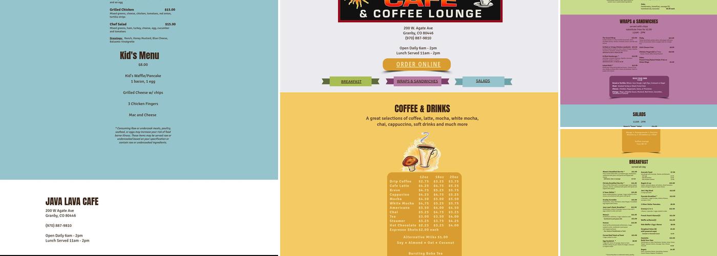 Java Lava Cafe Menu