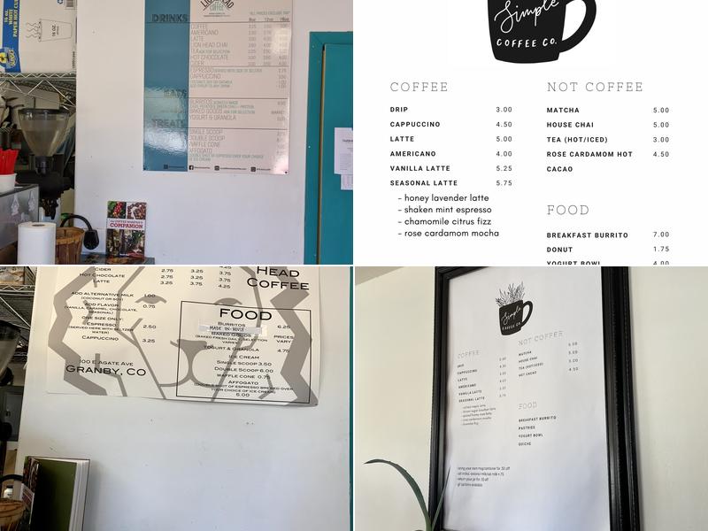 Simple Coffee Co. Menu