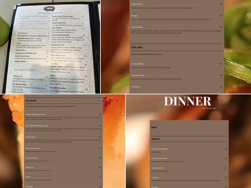 Tally's Silver Spoon Menu