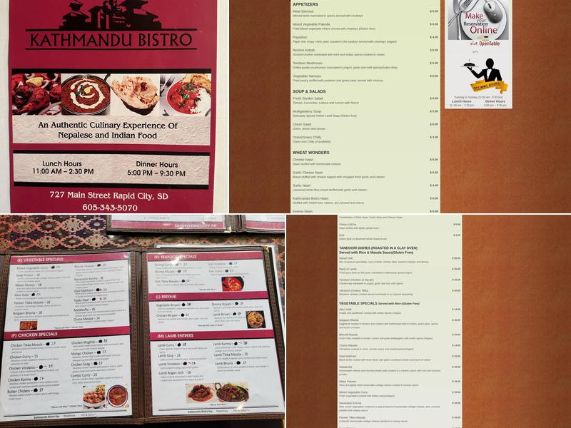 Kathmandu Bistro Menu