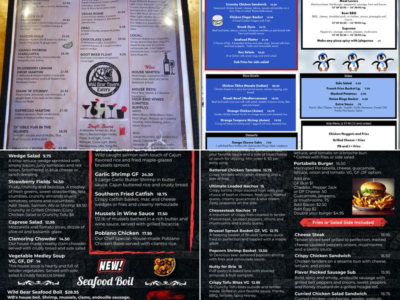 Wild Bear Tavern & Den Menu