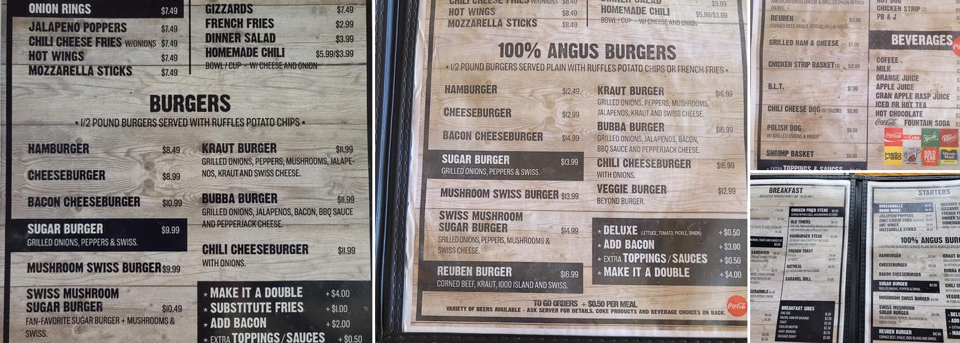 Sugar Shack Menu