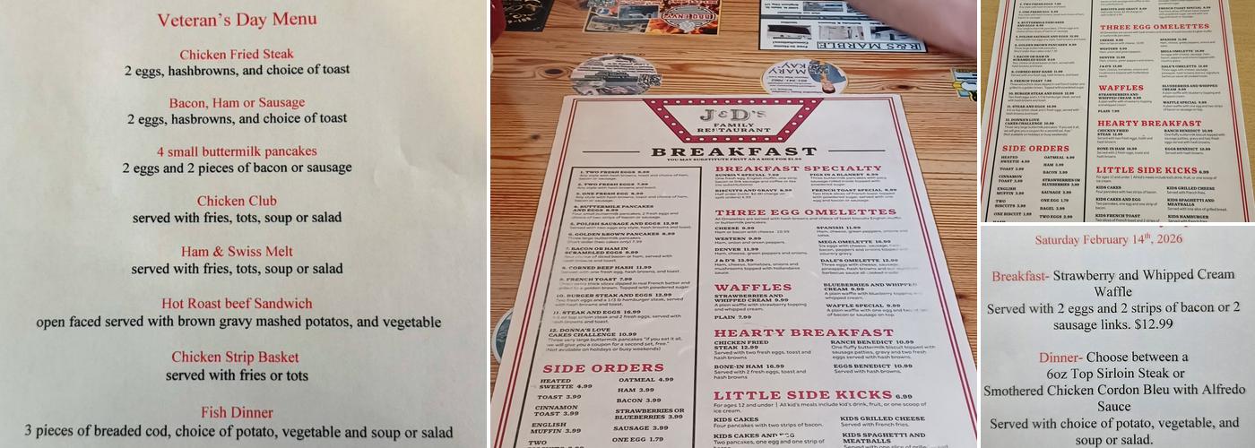J & D's Menu