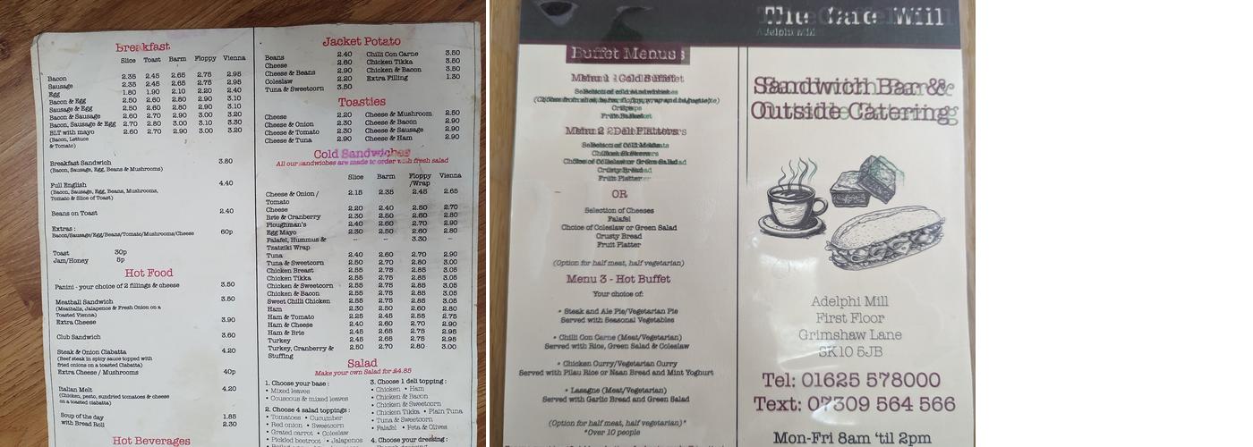 The Cafe Mill Menu
