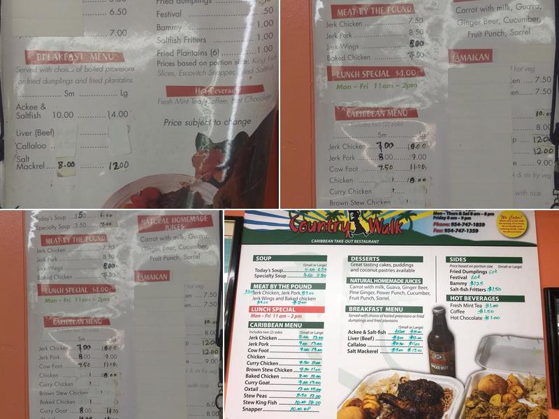 Country Walk Takeout Inc. Menu