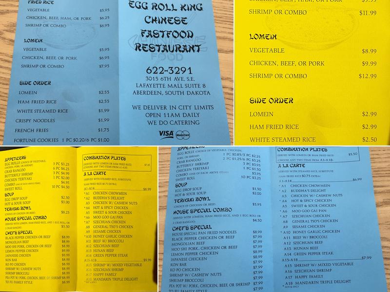 Eggroll King Menu