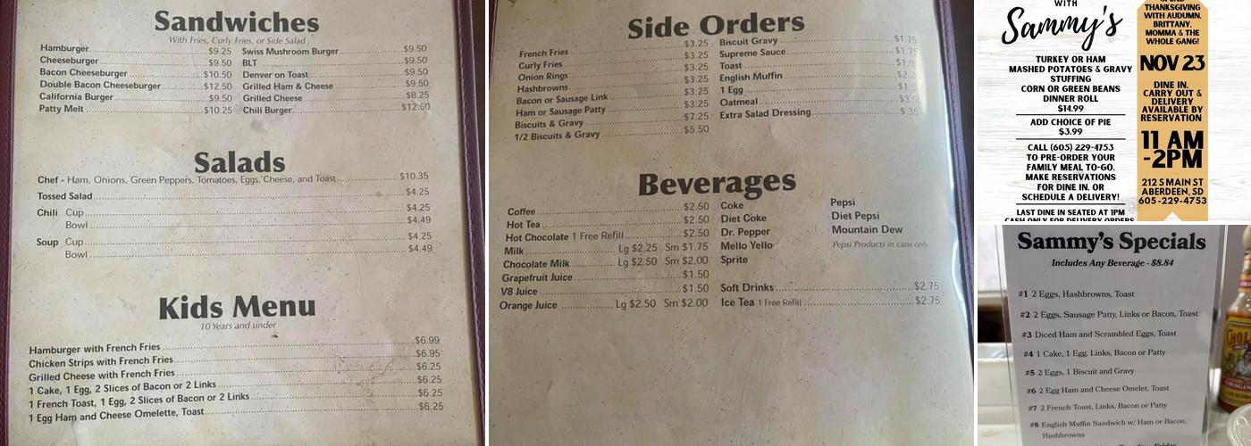 Sammy's Menu