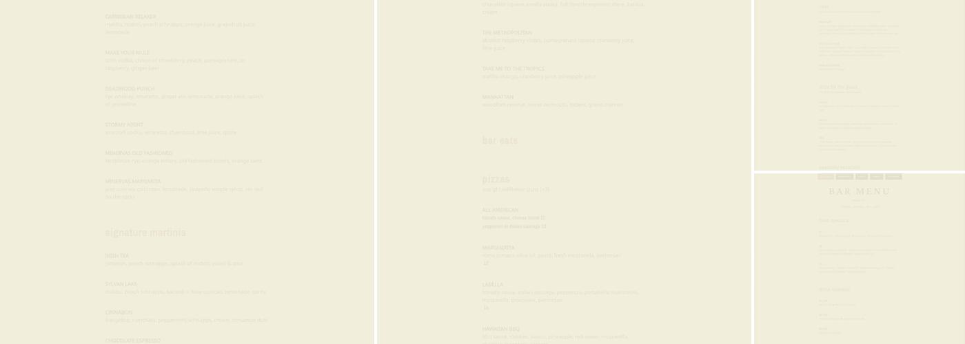 Minervas Restaurant & Bar Menu