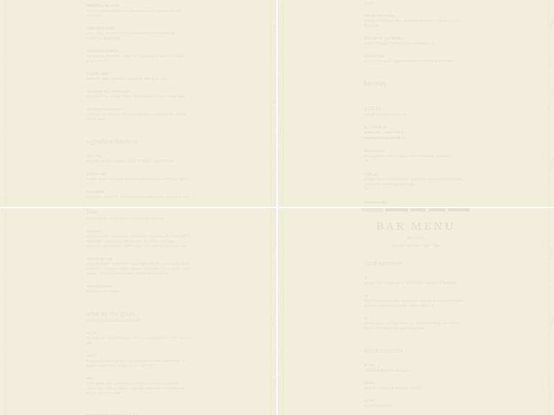 Minervas Restaurant & Bar Menu