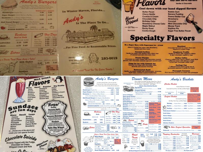 Andy's Igloo Menu