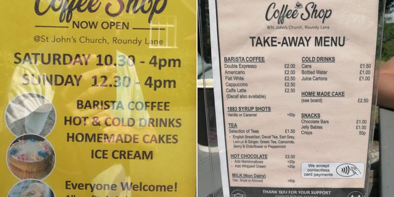 St. John's Cafe Shop Menu