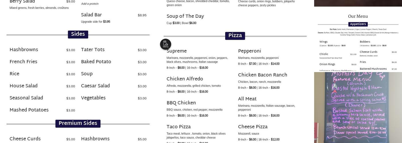 Wakeside Bar & Grill Menu