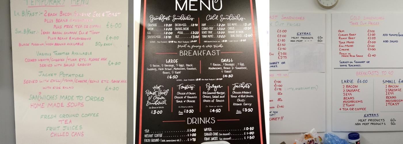 Olivers Cafe Menu