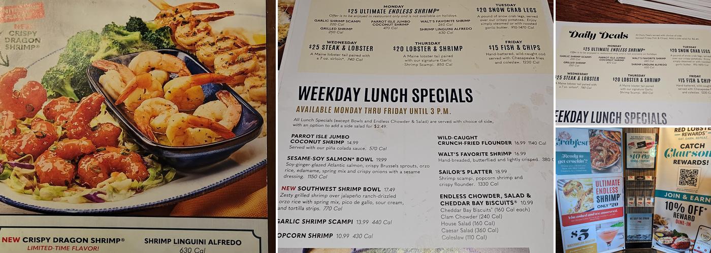 Red Lobster Menu