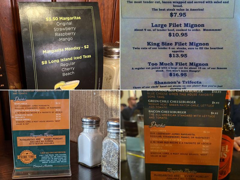 Prime Time Tavern Menu