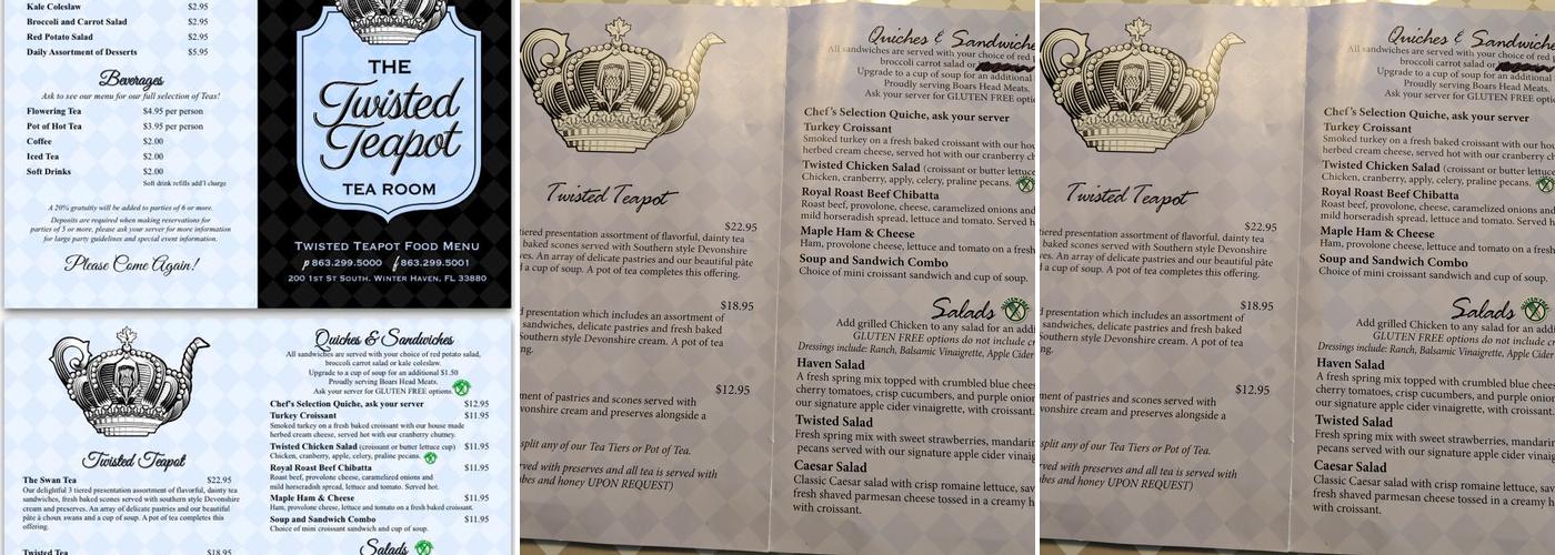 The Twisted Teapot Menu