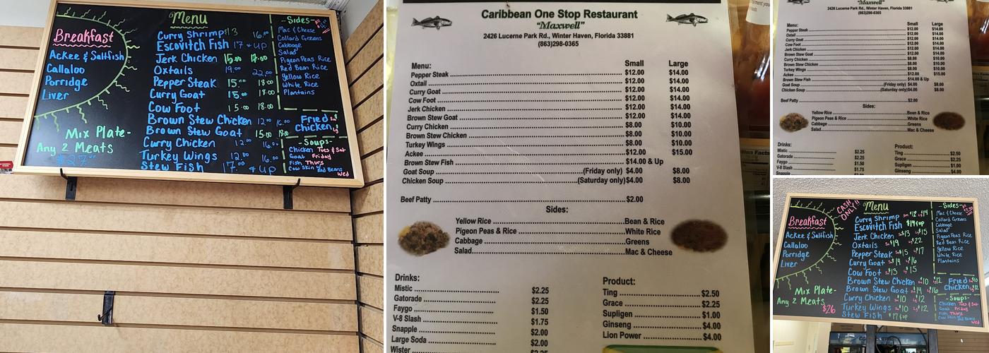 Caribbean One Stop Menu